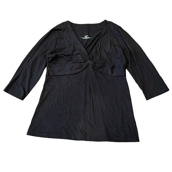 Patagonia Women's Twist Front V Neck 3/4 Sleeve Top Black Size L - Picture 1 of 7